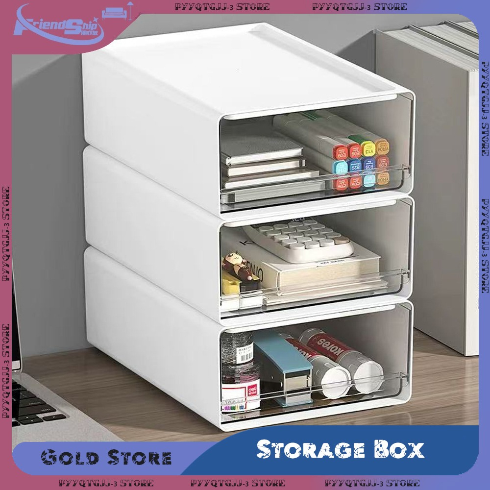 Desk Storage Box Organizer Drawers Desktop Transparent Plastic Office File Storage Boxes Stackable Combination Organizer Cabinet