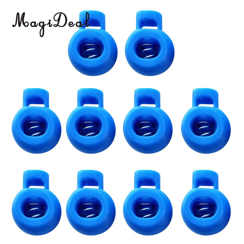 Magideal 10 stuks kunststof schokkoord touwknevel eindvergrendeling stoppers kogelgespen voor klimmen en speleologie vervangende accessoires: Blauw