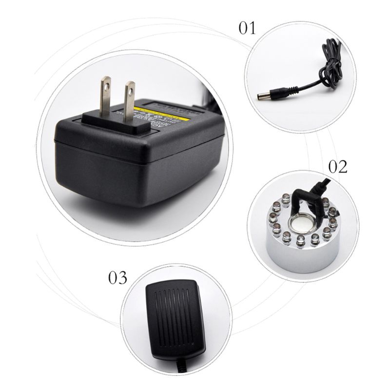 Ultrasonic Mist Maker Generator Fogger Nebulizer Water Fountain Pond 12 LED Atomizer Air Humidifier US/UK/EU/AU Plug U1JE