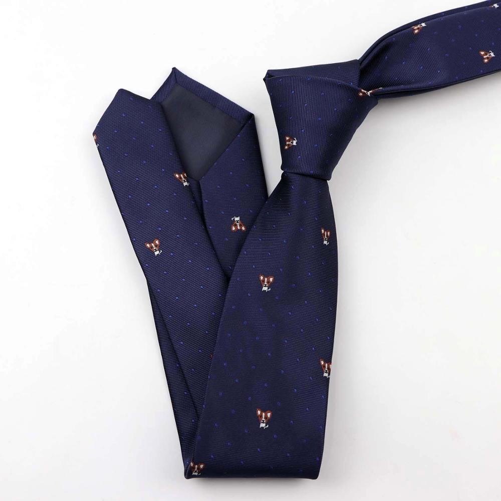 Sød tegneserie doggy jacquard slips 6cm smal afslappet polyester mandlig tynd slips business smoking shirt til mænd tilbehør: 3