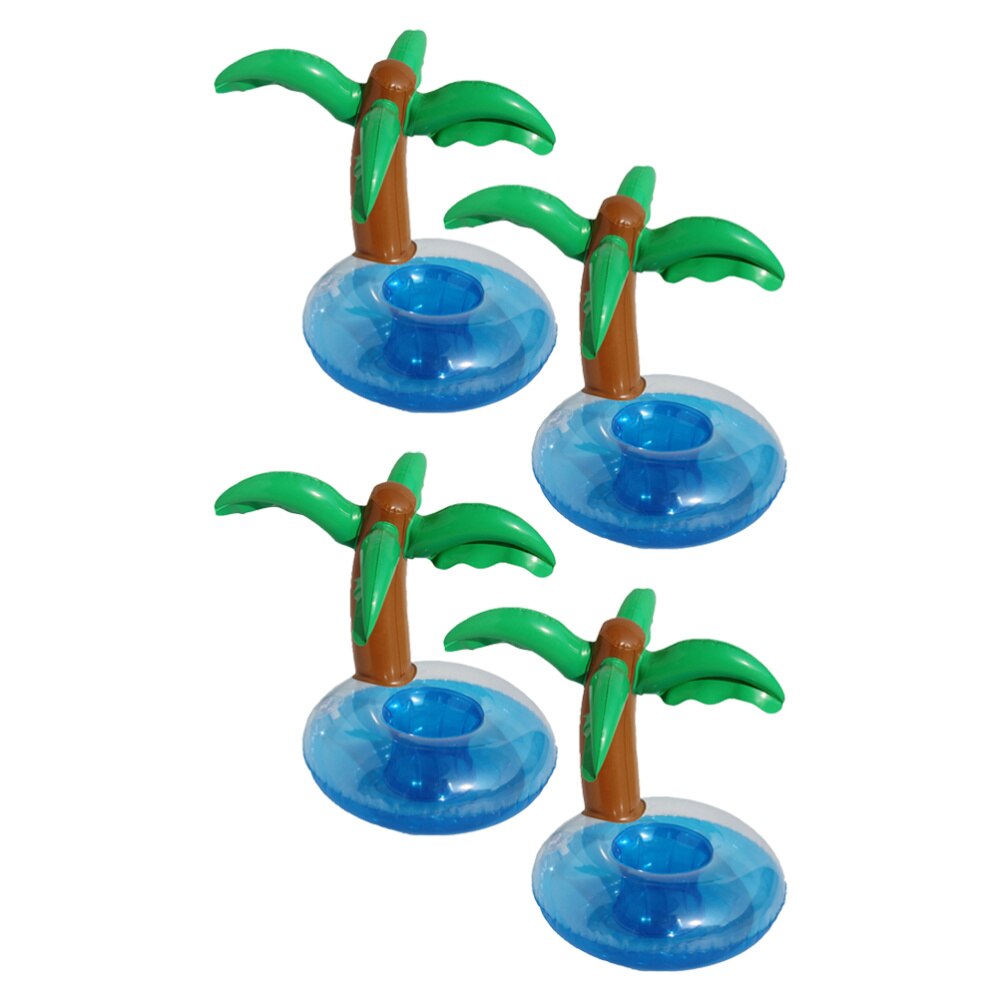 4Stck Aufblasbare Palme Bäume Bahnen Kokosnuss Bäume Trinken Tasse Halfter Strand Hintergrund Party Dekoration Für hawaiisch Luau Party