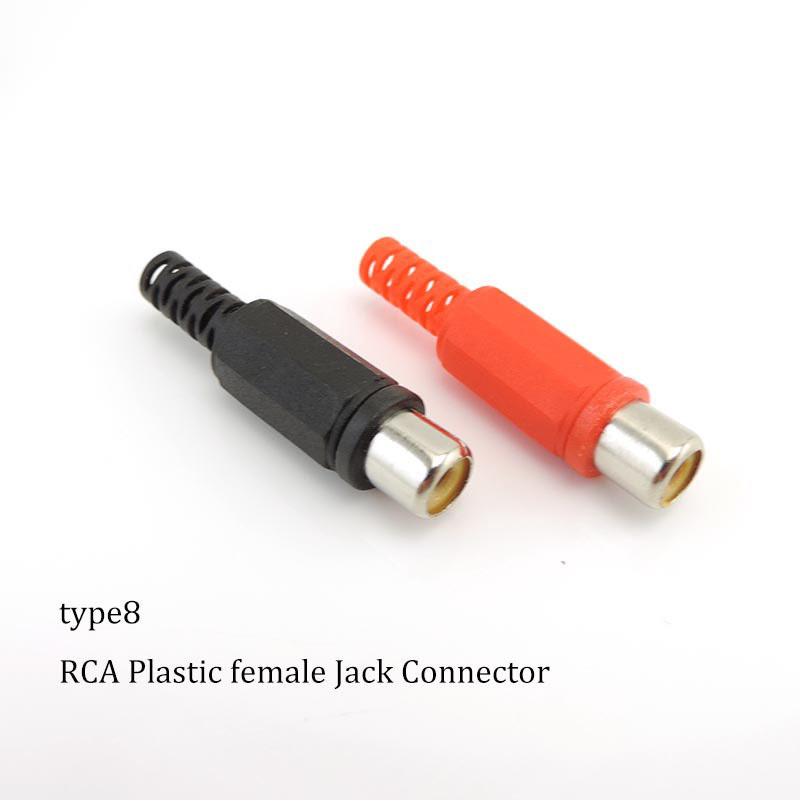 2 pcs rca male female  to 2 rca 3 rca male female rca connector splitter adapter av video audio t plug rca 2 3 way right angel  m20: Orange