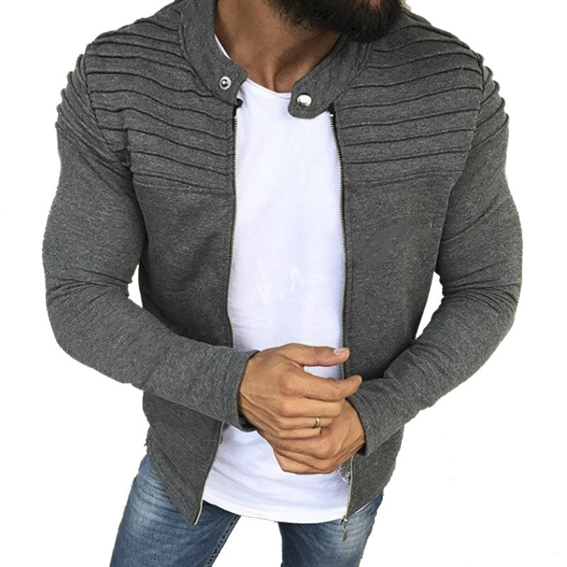 Chaquetas con cuello para hombre, sudaderas ligeras negras, cuello con cremallera completa, camisetas de manga larga con bolsillo, chaqueta prendas de vestir de otoño e invierno