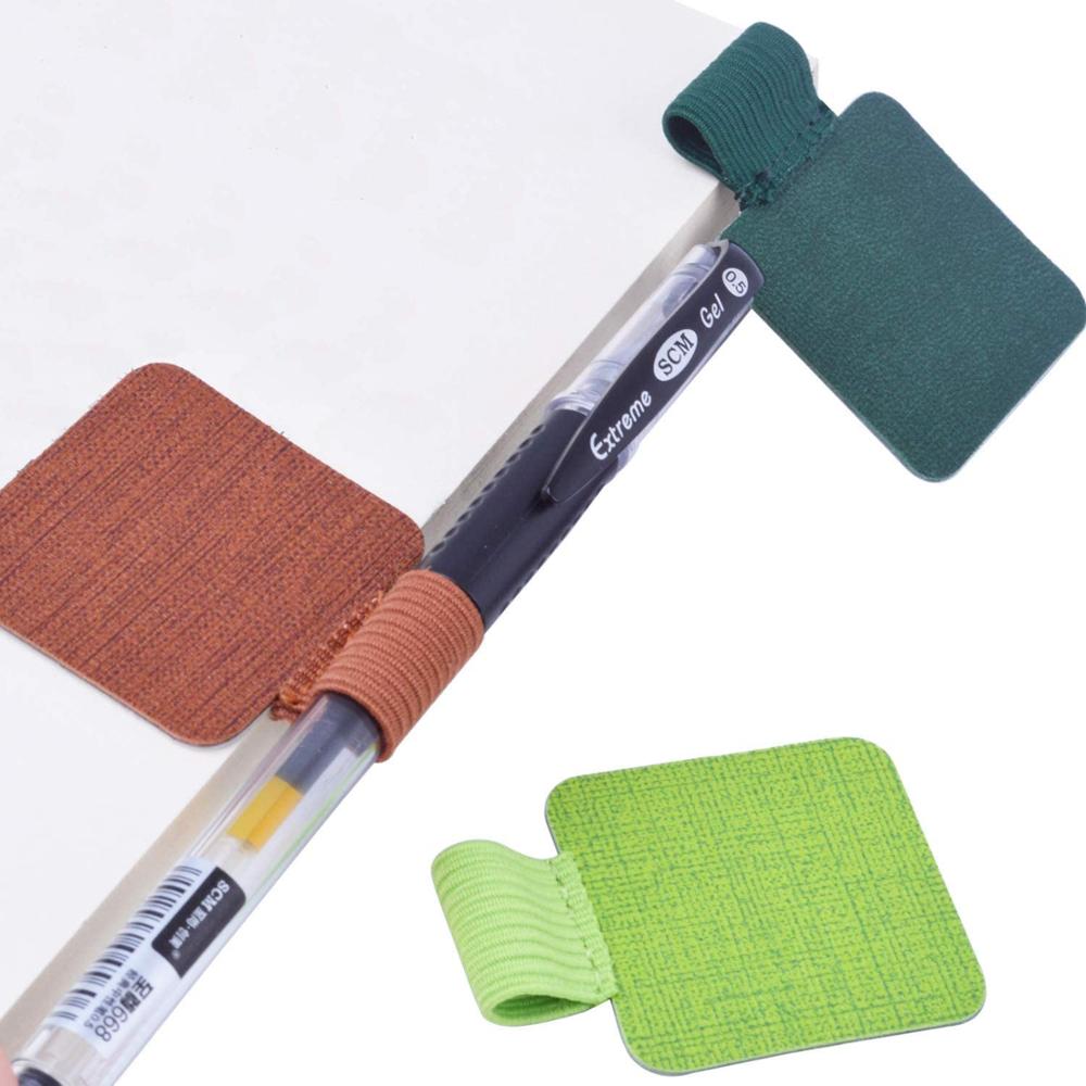 Self-adhesive Leather Pen Holder with Elastic Loop for Notebooks, Journals,Calendars and Planners(8 Colors)
