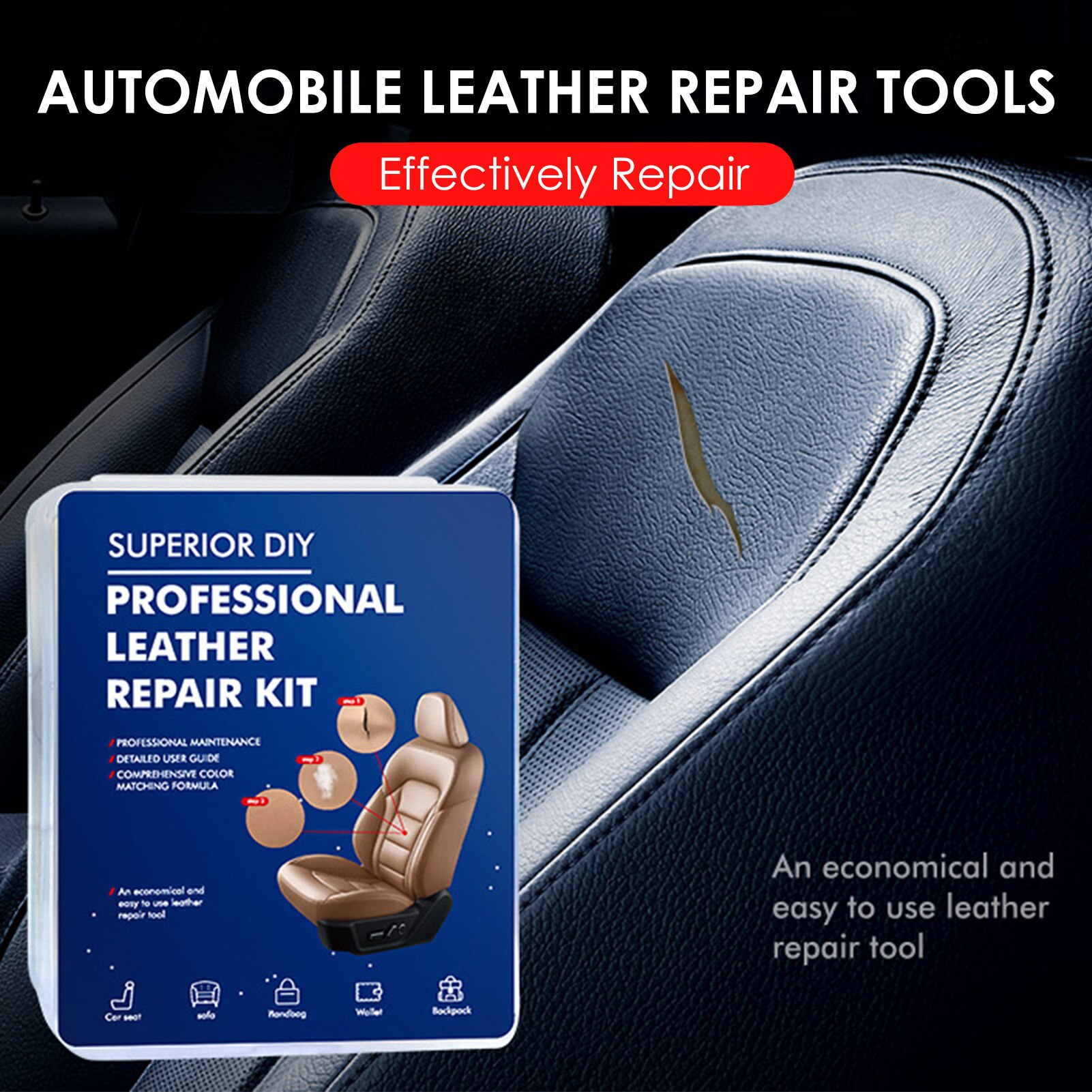 Diy Lederen Vinyl Reparatie Kit Seat Sofa Jassen Gat Crack Rip Auto Car Care Repair Kit Leer Herstellen Gereedschap Voor upholste