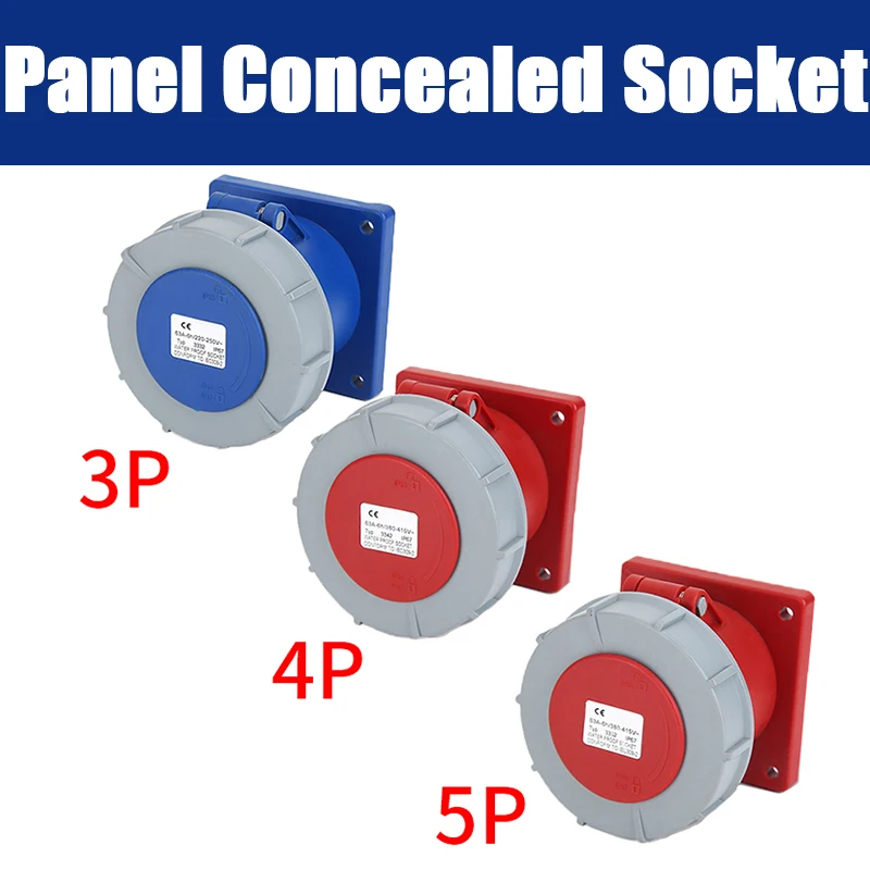Industrial Plug Socket 63A 125A Waterproof Male Female Electrical Connector 3P 4P 5Pin Wall Mounted Socket Panel Mounted Couple: MULTI / Under 5Pcs / 4P