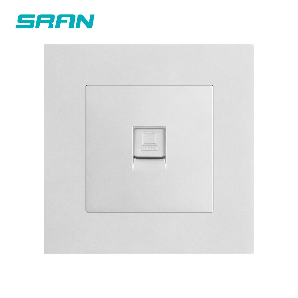 SRAN wall rj45 socket,5 category computer network interface flame retardant PC panel 86mm*86mm white internet outlet: Sliver A1