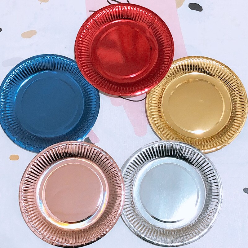 Plato de papel dorado y plateado desechable, suministros de , bandeja de papel para , cena y pastel, 7 y 9 pulgadas, 50 unids/paquete