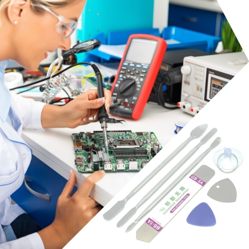 7 -teiliges handy-reparatur-werkzeugset mit öffnungsschraubendreher, computer-demontagewerkzeug, computer-reinigungswerkzeug