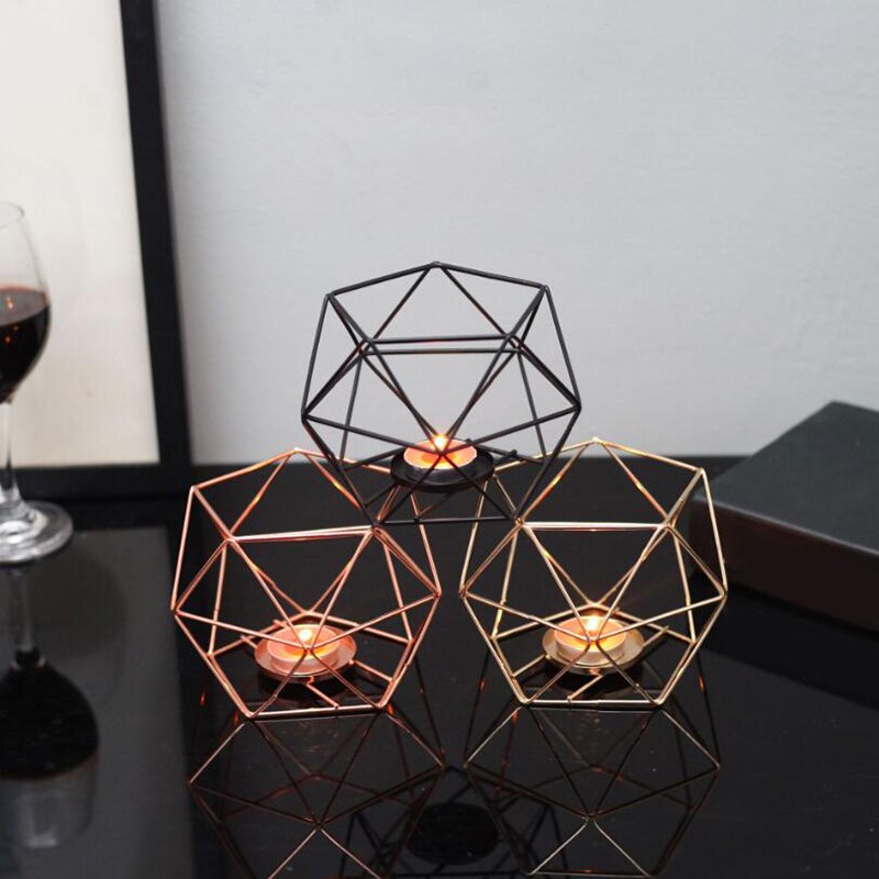 3 piezas geométrica de hierro candelabro vela soportes de pared romántico Durable candeleros para bodas casa decoración artesanal