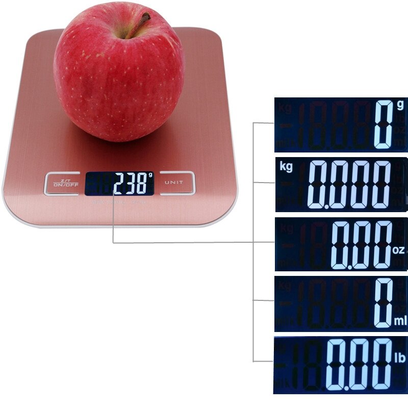 Báscula Digital de Metal para pesar alimentos, balanza electrónica de 10Kg, 1G, herramientas de cocina para el hogar