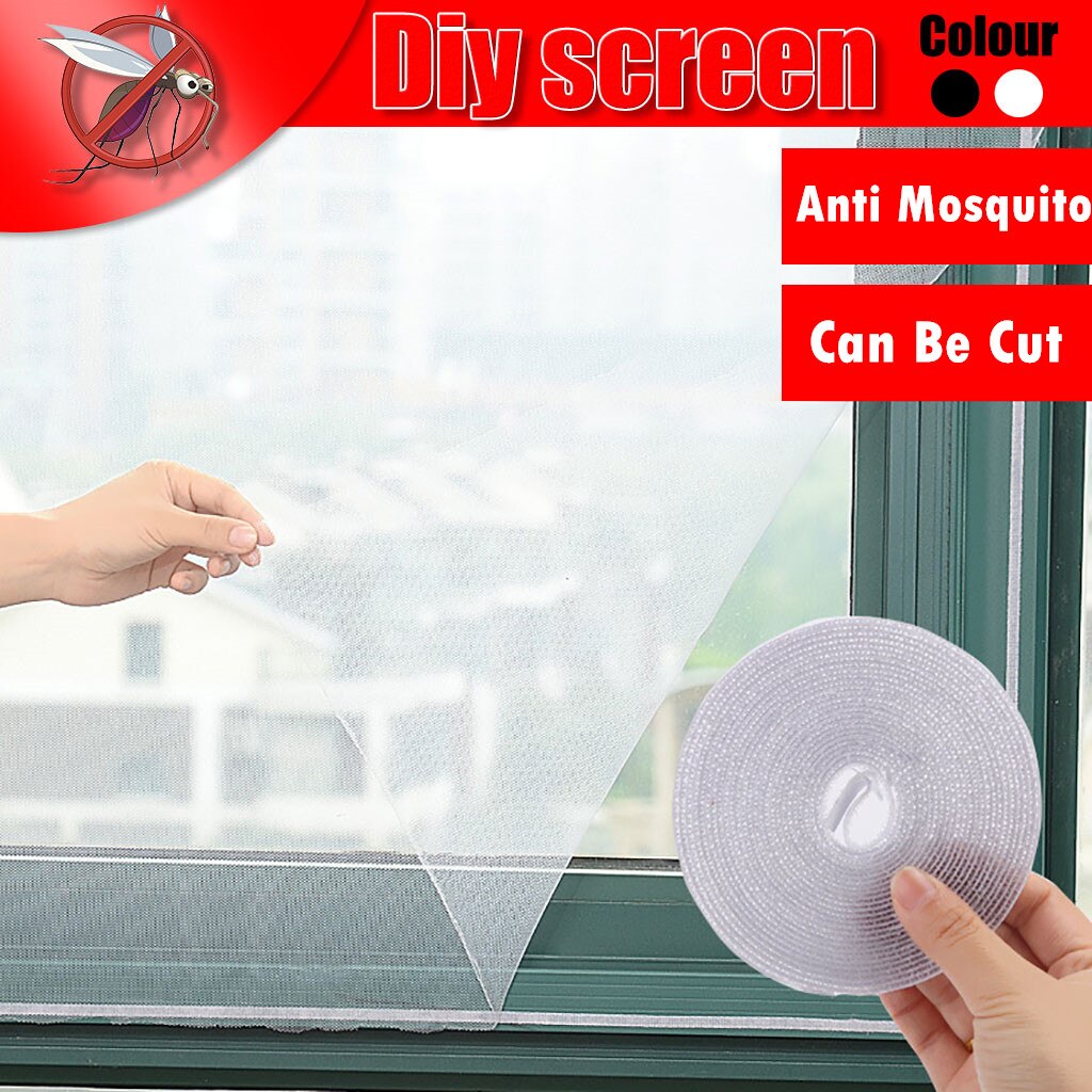 DIY Anti-Mosquito Net Insect Fly Screen Window Mesh Self-adhesive Indoor Mosquito Screens Black White Mosquito Window Screens