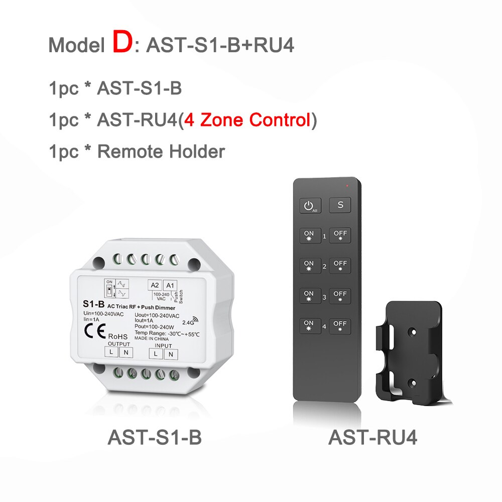 220v triac lysdæmpere  rf2.4g trådløse fjernbetjening trykkontakt led pære lampe  ac 110v 230v 220v smart wifi led lysdæmper lyskontakt: Model d