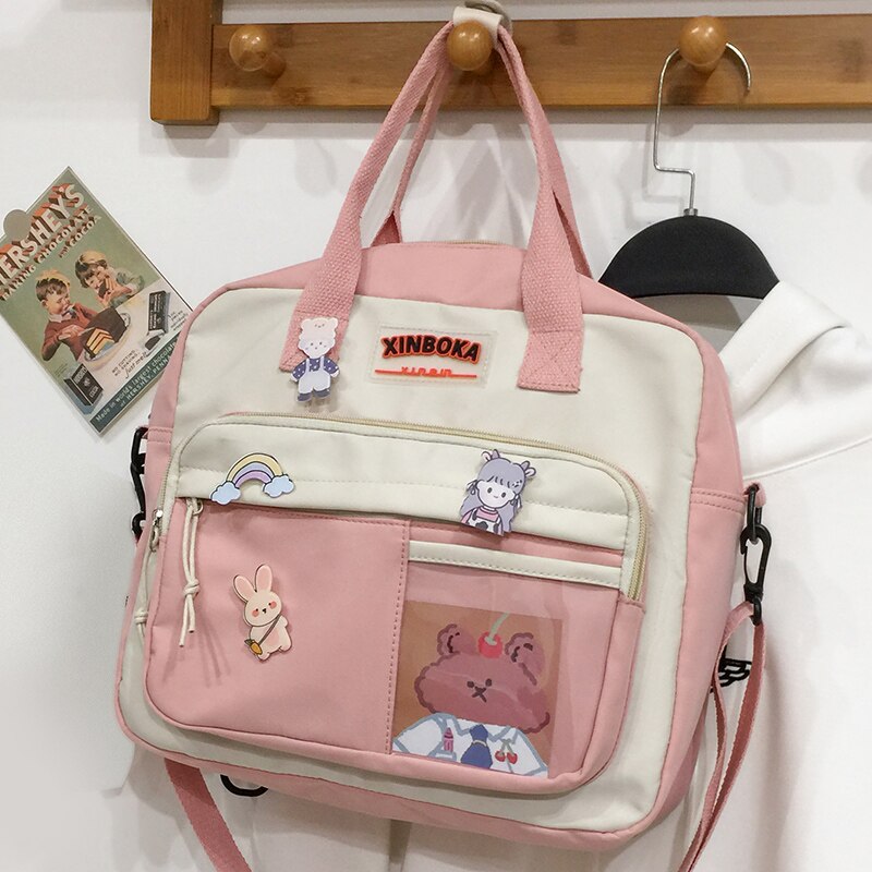 Mały samouczek plecak kobiety Ins koreański wielofunkcyjny plecak szkolny dla nastolatków kobiece śliczne wodoodporne torby podróżne na ramię: pink without toy