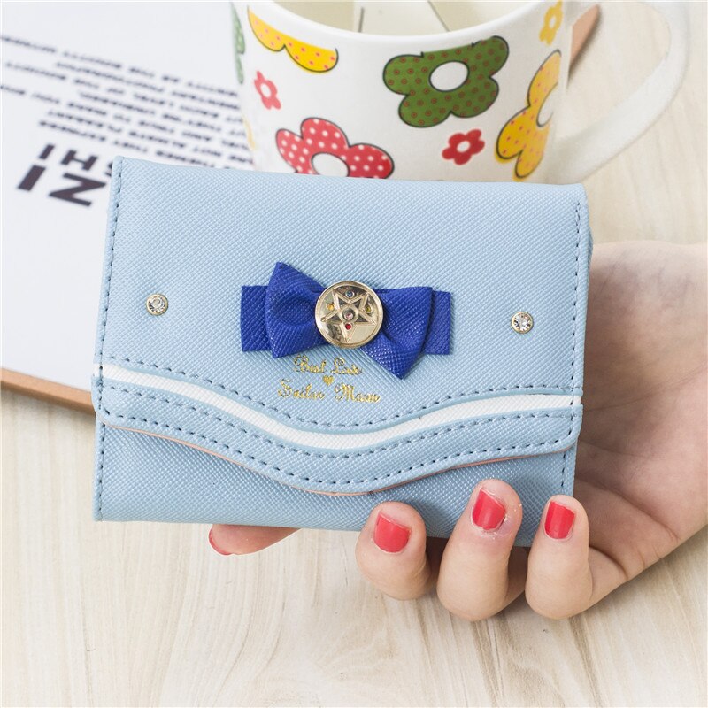 Mini kvinders søde buer kort tegnebog dame piger hasp kortholder kobling pengepung pu læder: C
