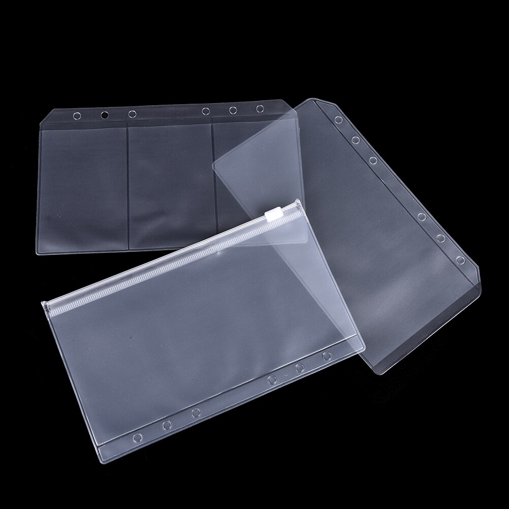 A5/A6 Pvc Transparante Zip Lock Envelop Voor 6 Gaten Bindmiddel Pocket Refill Organisator Briefpapier