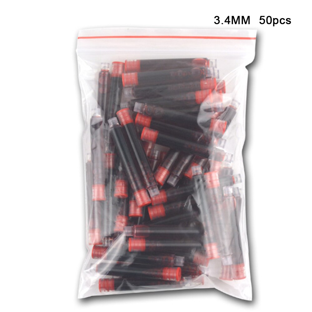 50/100Pcs Fountain Pen Ink Refills 3.4mm Standards International Stationery Office Supplies Ink Pens Blue Black Red Blue-black