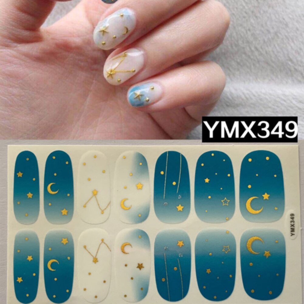 Nieuwste nagelstickers, decals, wraps, zelfklevende, volledige dekking, nail art, diy manicure, 3d maansterren: 349