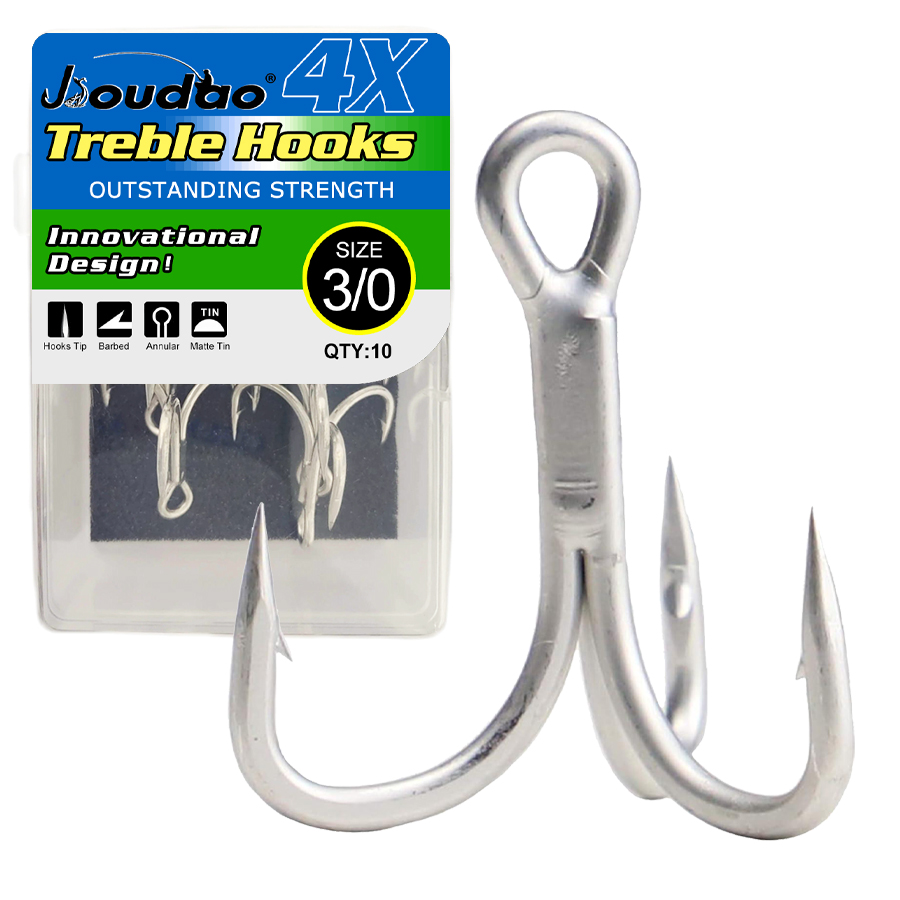 4X anzuelo triple de pesca 10 Uds anzuelos de pesca triples para gran juego trucha pez azul salmón Kingfish pesca 8 # 6 # 4 # 2 # 1 # 1/0 2/0 3/0