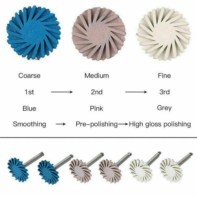Roues De Polissage Dentaire Diamant 65% - Kit 6 Pièces, Type Sof-Lex Spiral - Neuf