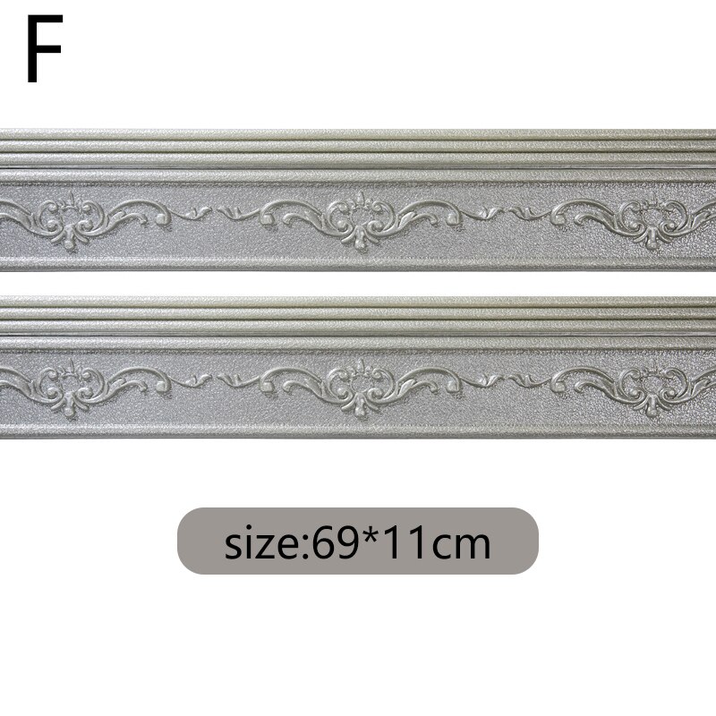 Self-Adhesive Foam 3D Foam Wall Stickers Door Frame Edge Strip Edge Band Wall Skirt Decoration Waist Line Wallpaper Skirting: F