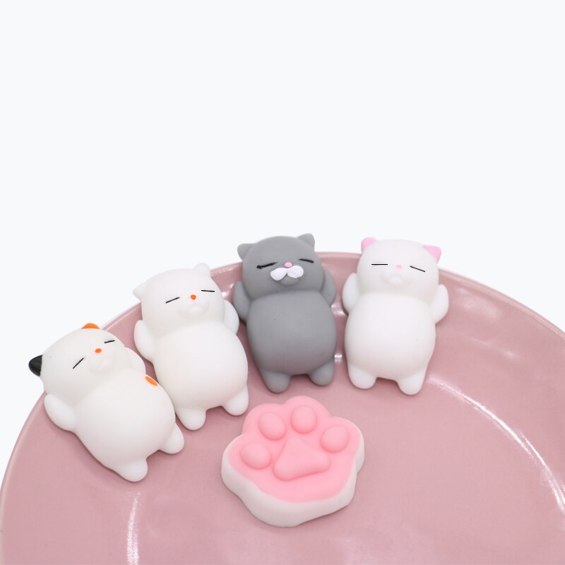 5 Pack Squishy Set Animals Super Soft Mini Animal Squish Kawaii Antistress Ball Fidget Squeeze Toys 4 Cats & 1 Paw