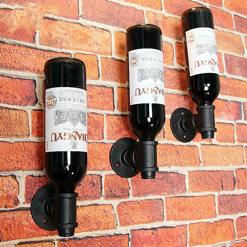 Schmiedeeisen Hängenden Jahrgang Einzelnen Flasche Wein Flasche Auf Höhle Kopf Stellen Wein Rahmen Dekoration
