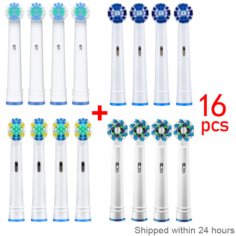 16Pcs Vervanging Voor Braun Opzetborstels Opzetborstel Voor Oral B D12 Gum Care Cross Nozzles D29 D34 D36: D