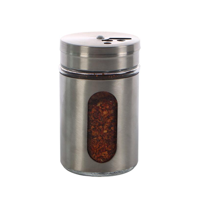 Kitchen Supplies Stainless Steel Seasoning Jar Glass Sauce Bottle Honey Jars Sugar Jar For Home Kitchen Storage Tank: 5