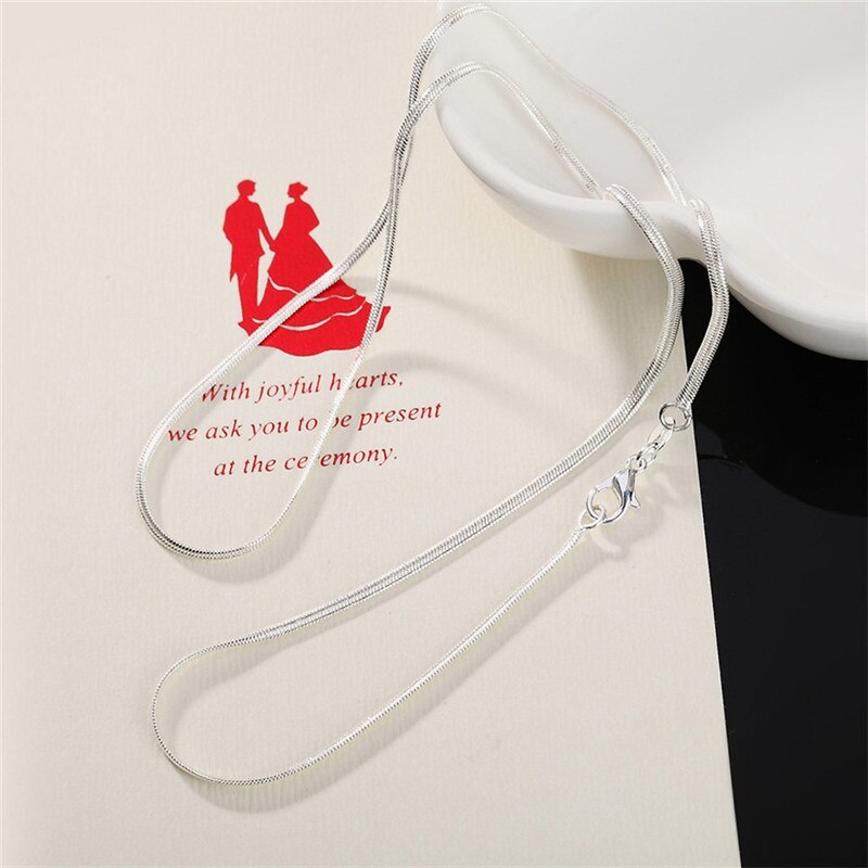 Babyllnt 925 Sterling Zilver 16/18/20/22/24/26/28/30 Inch 2Mm flat Snake Collier Voor Vrouw Man Mode Sieraden
