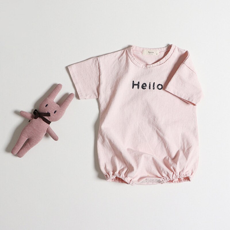 Zomerse koreaanse baby bodysuits met letterprint voor jongens en meisjes, jumpsuits en schattige babykleding