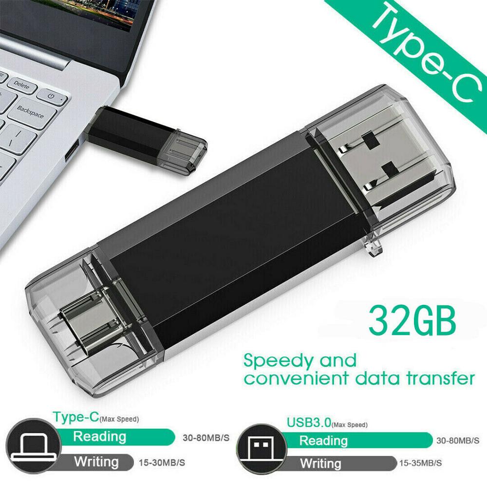 16GB 32GB Tipo-C USB 3.0 OTG Flash Drive di Memoria del Bastone 64GB Del Telefono Disc di U Per PC Android Samsung Huawei Xiaomi Flash Bastone Nero