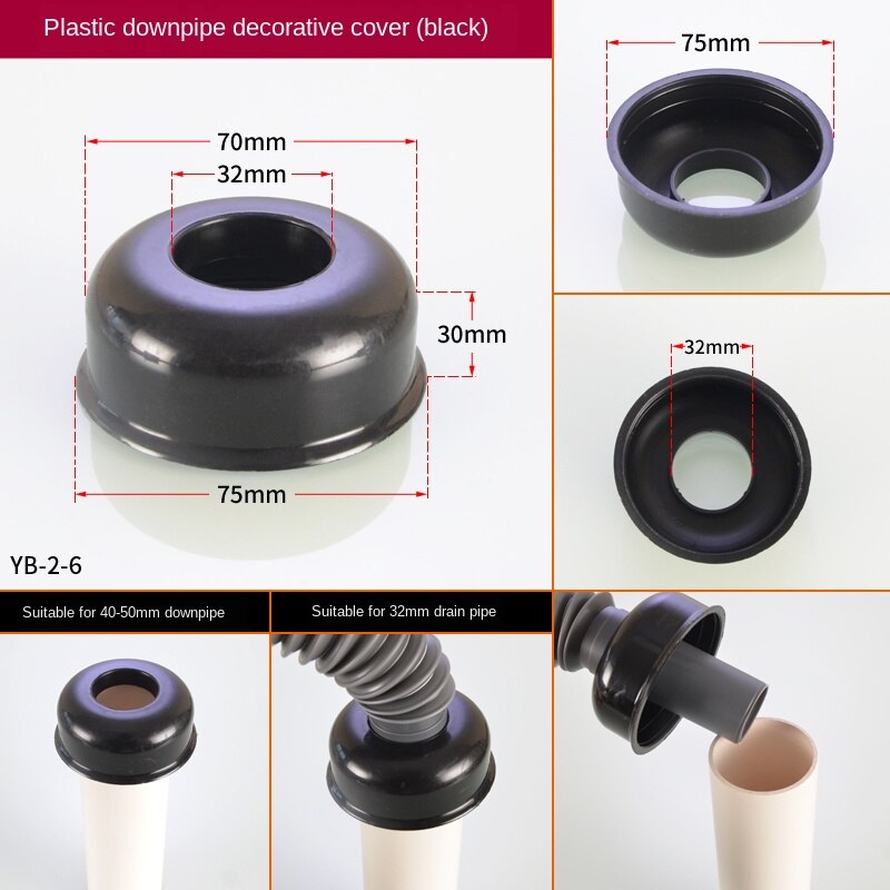 Schlecht waschbecken waschbecken rohr Deodorant Abdichtung Ring dekorative abdeckung 40/50/75 silikon stecker Anti-rückkehr wasser und insekten: Schwarz 32mm Löcher