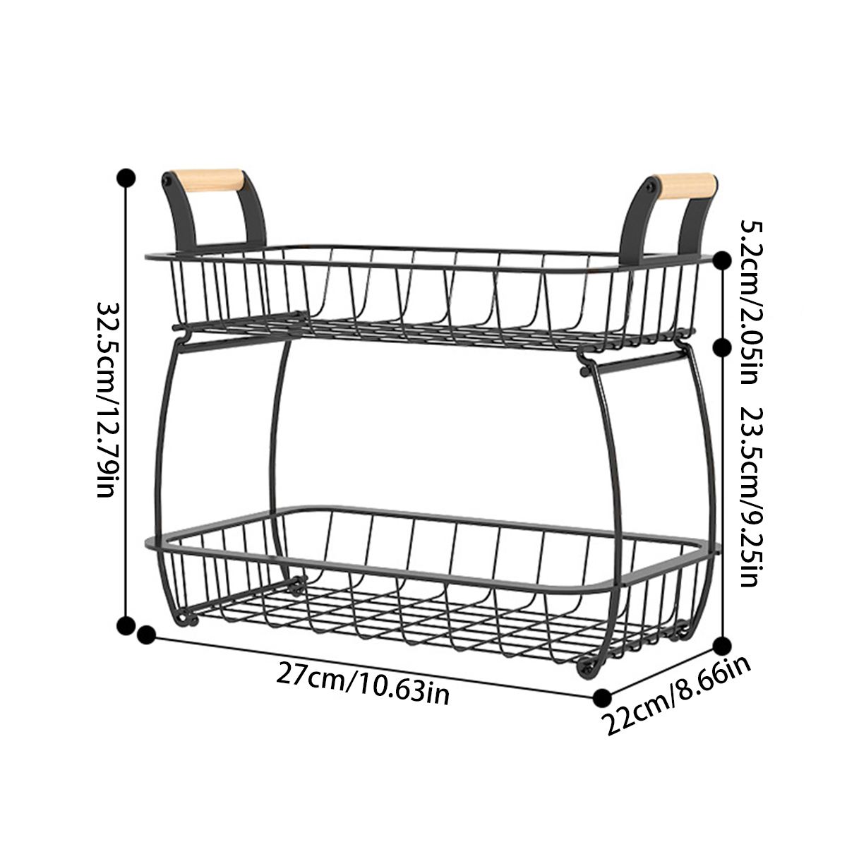 2 Tiers Metalen Fruitmand Afneembare Keuken Opbergdoos Aanrecht Plank Rack Voor Fruit Groenten Snack Storage Rack Holder