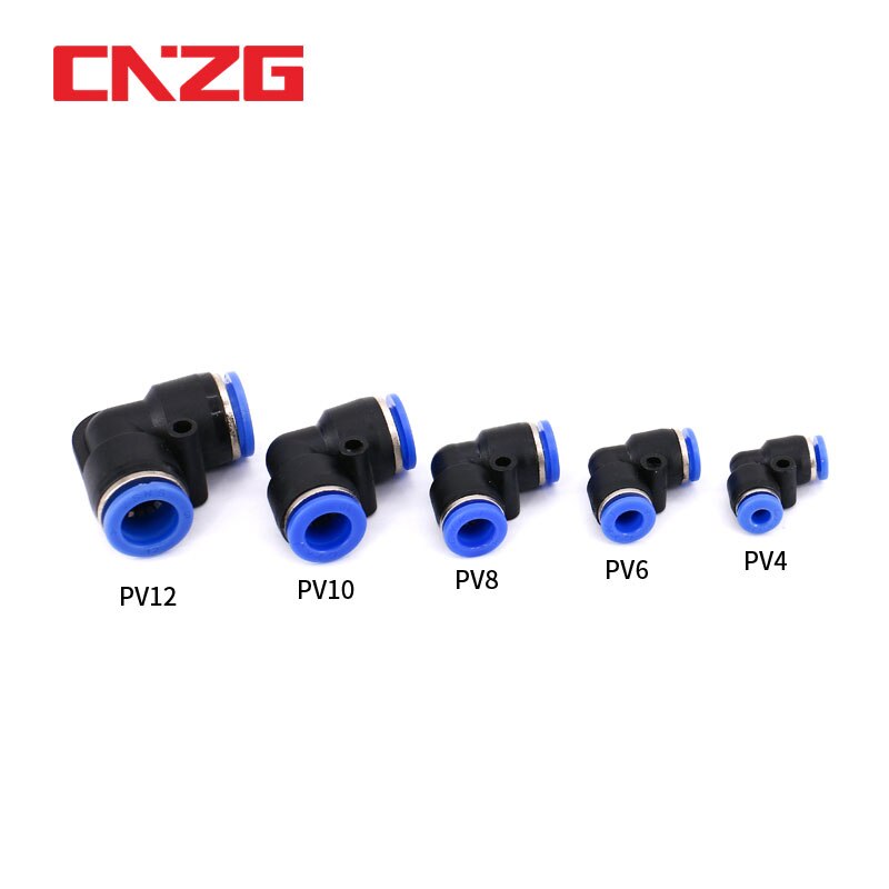 Codo neumático de plástico de ajuste rápido, piezas de aire, tubo de empuje en agua, conector rápido, bloqueo de deslizamiento de 2 vías, PV, 4mm, 6mm, 8mm, 10mm