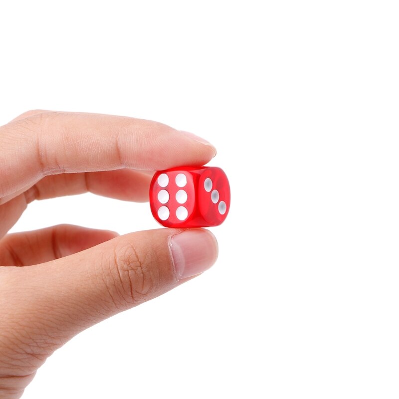 Sexsidigt 15mm transparent kub diceround hörnet bärbart bord spel spel 10 st / set