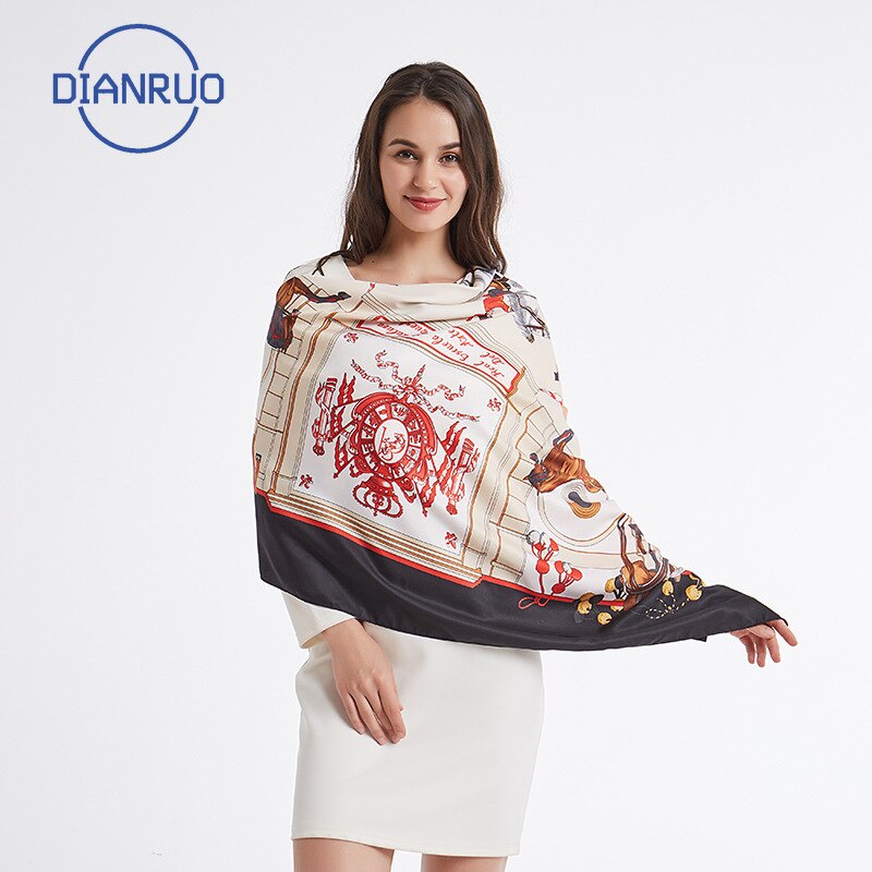 Dianruo sommar kvinnor siden halsduk tryck halsduk sjal strand hijab sjalar och omslag kvinnlig bandana  n383