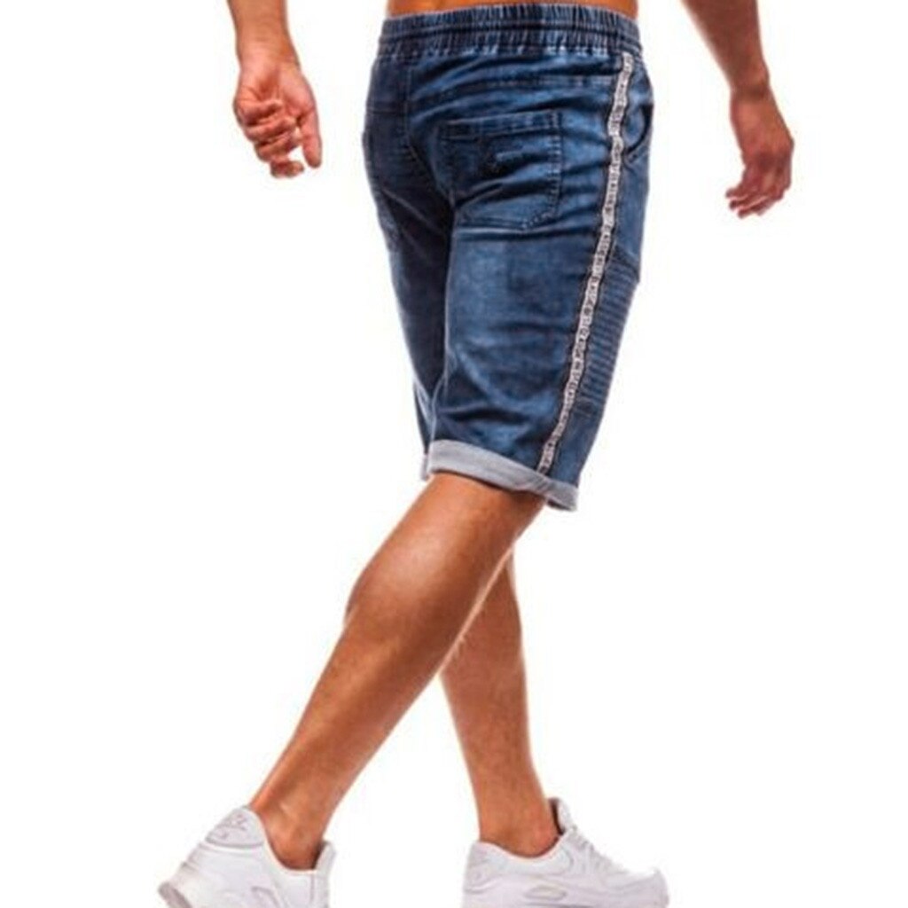 Pantalones vaqueros de motorista ajustados para hombre, pantalones cortos desgastados, Vaqueros Capri, a la altura de la rodilla, Y10