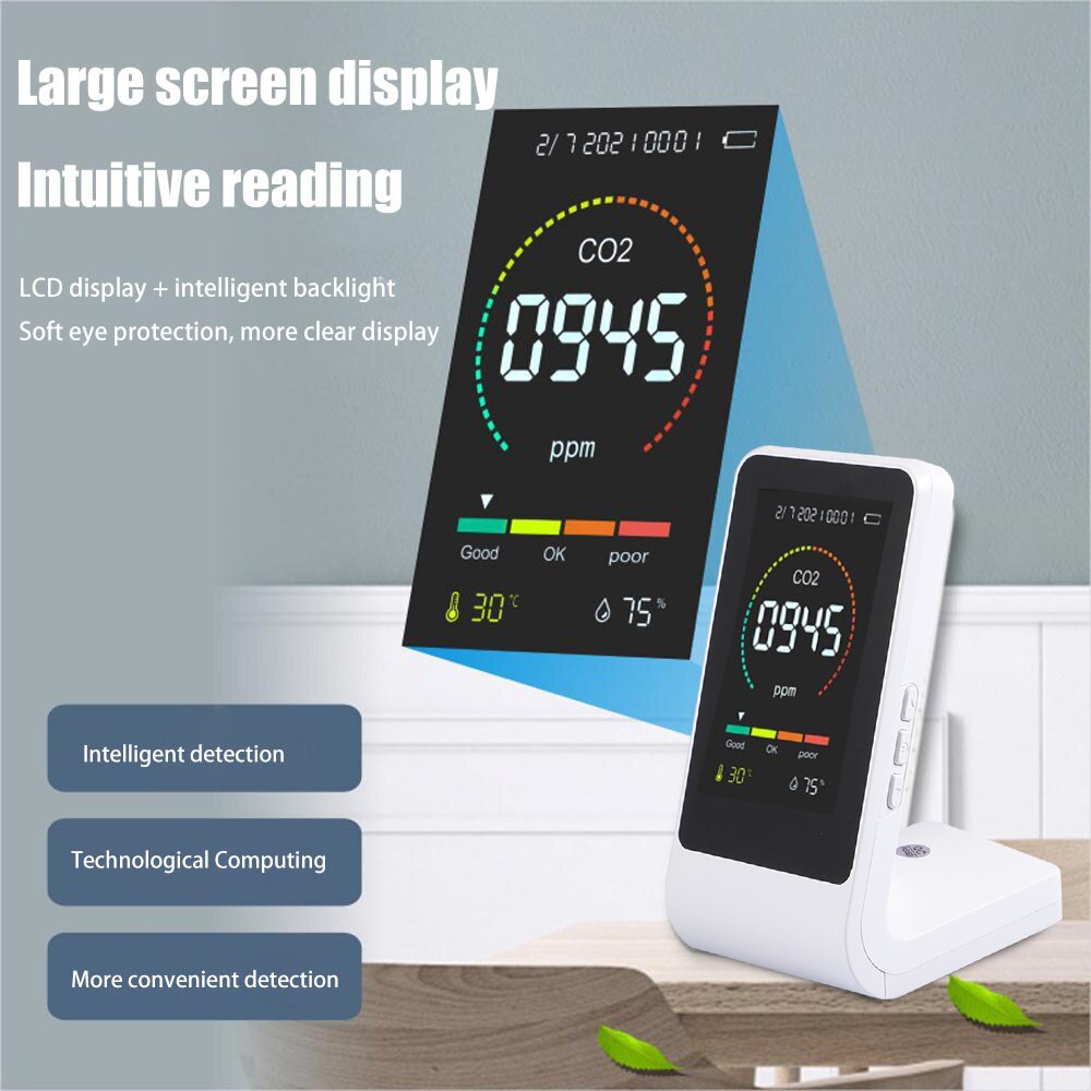 Air Detector Portable Carbon Dioxide Tester CO2 Detector Monitor Meter Tester Temperature Humidity Semiconductor Sensor