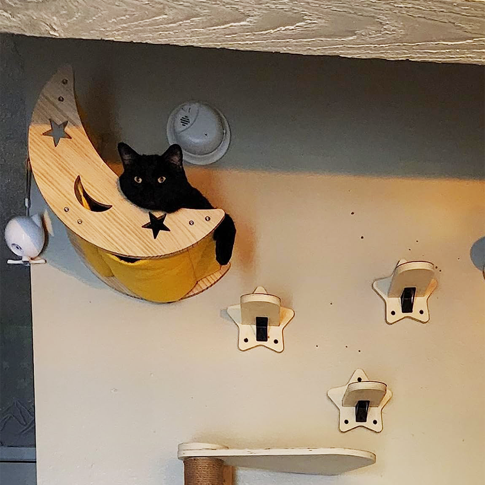 3- -delige kattenwandtrap, kattenrek, aan de muur te bevestigen klimrek voor katten, kattenwandmeubel met trapje voor katten om op te spelen en te klimmen.