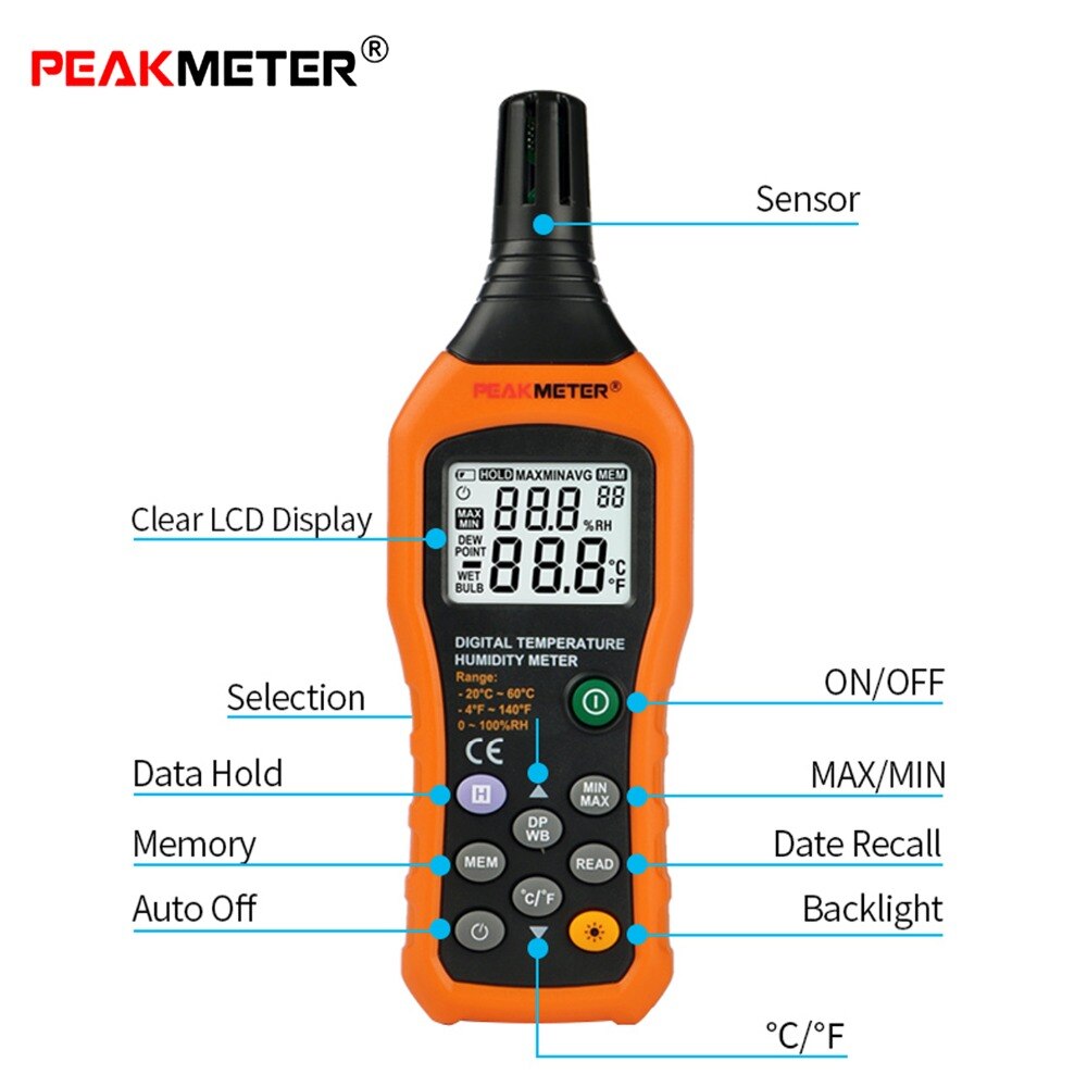 Portable Industrial Digital temperature & humidity Meter High Accuracy Digital Hygrometer Thermometer Weather Station