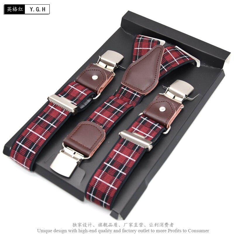Men&#39;s Suspenders Leather Suspender Men Casual Suspensorios Trousers Strap 3.5*120cm For Dad Tirantes: Y.G.H 9413
