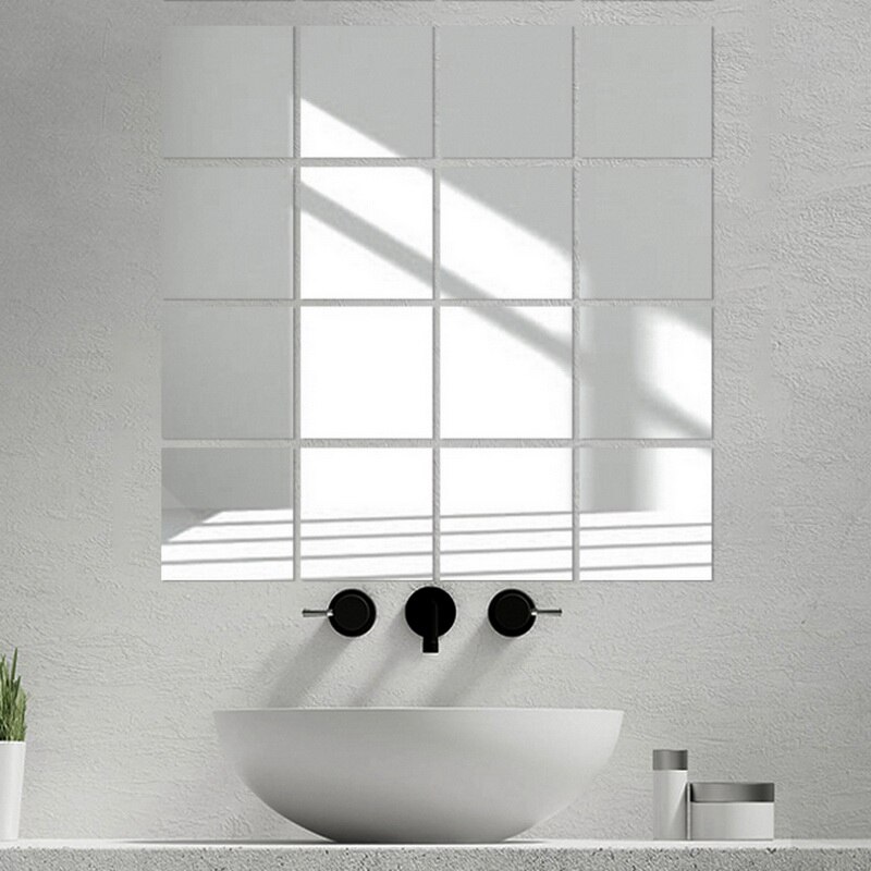 15 x 15cm firkantede speil glassfliser veggklistremerker dekaler mosaikk hjem dårlig stue dekor diy lange vegg speil klistremerker