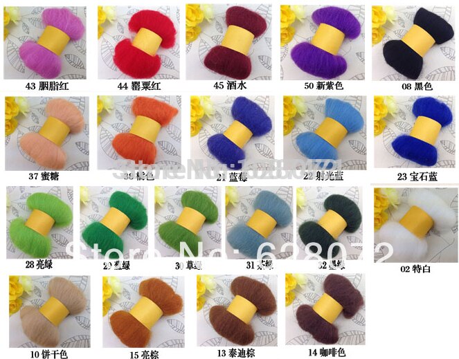 Agulha de feltro de lã merino, agulha para feltragem em lã merino, divertida, 20 cores, 5 g por cor (100g por pacote), frete grátis