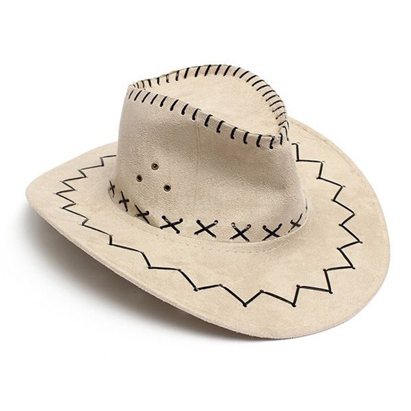 Retro Unisex Denim Wild West Cowboy Cowgirl Rodeo Fancy Dress Accessory Hats: Beige