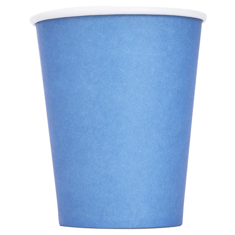 40 Pcs Paper Cups (9Oz) - Plain Effen Kleuren Verjaardagsfeestje Servies Catering, 20 Pcs Blue & 20 Pcs Rood