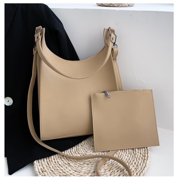 Vrouwen Simple Pu Zak, Grote Capaciteit Out-Deur Zak, cross-Body Tas Voor Ladiesgenuine Vrouwen Tas, Vrouwen Tas Met 2 Comp: khaki