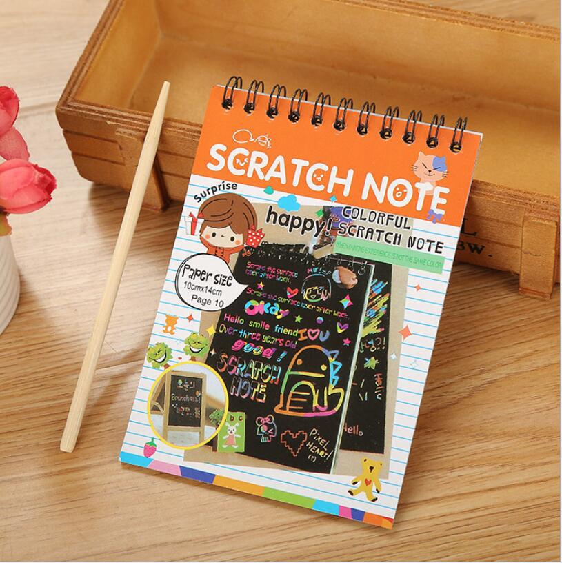 1Pc Scratch Opmerking Kinderen Creatieve Diy Kleurrijke Graffiti Notebook Kras Schilderen Kleuterschool Diy Kinderen Graffiti Boek: Oranje