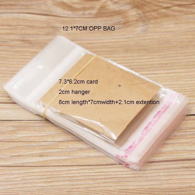 100PCS Storage Bags Transparent Self Adhesive Resealable Clear Poly Bags Packaging opp Bag jewelry card matching opp bags: 12.1x7cm