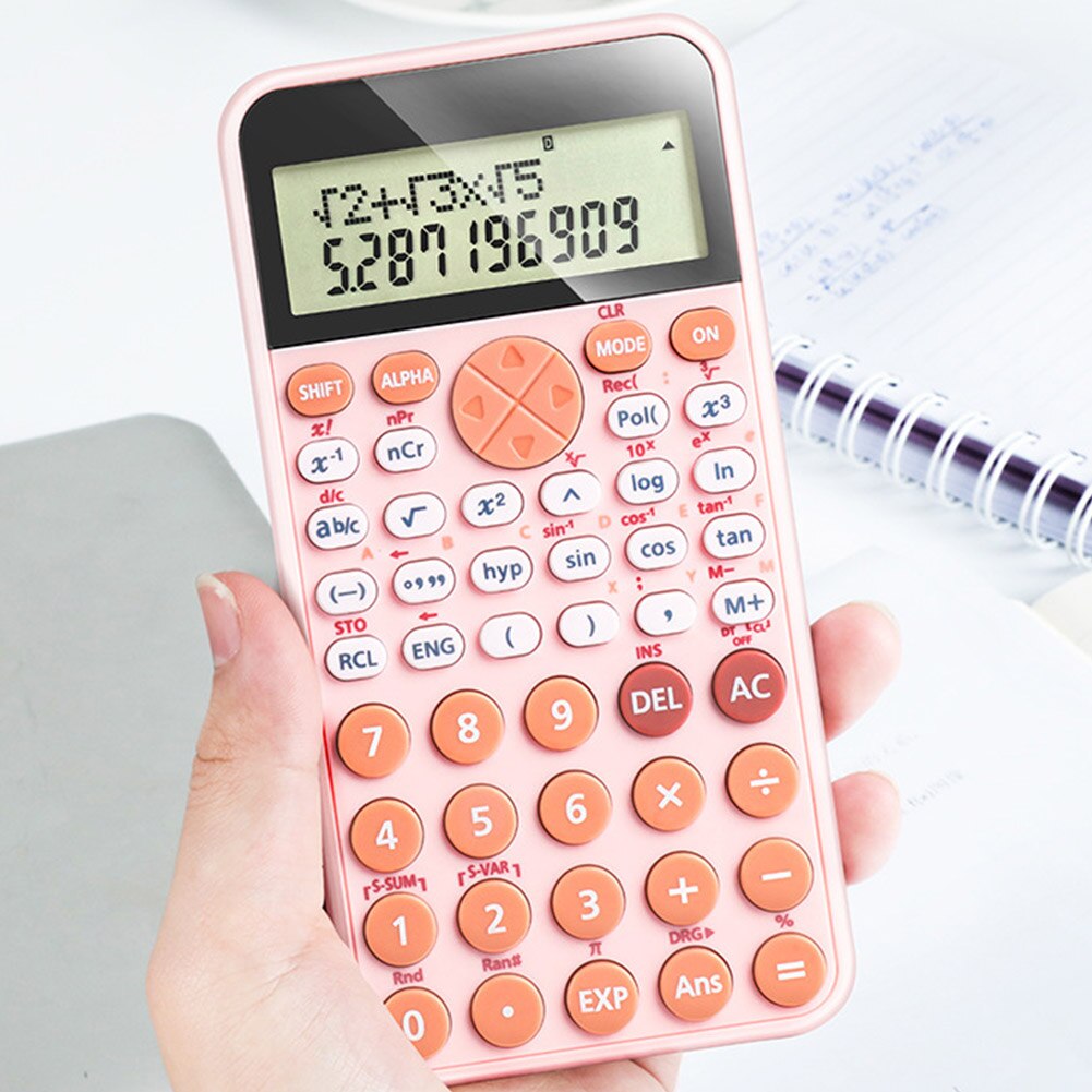 12 Digits Study Scientific Calculator Two Line Display Battery Powered Multifunctional Handheld 240 KindS Computing Functions: Pink